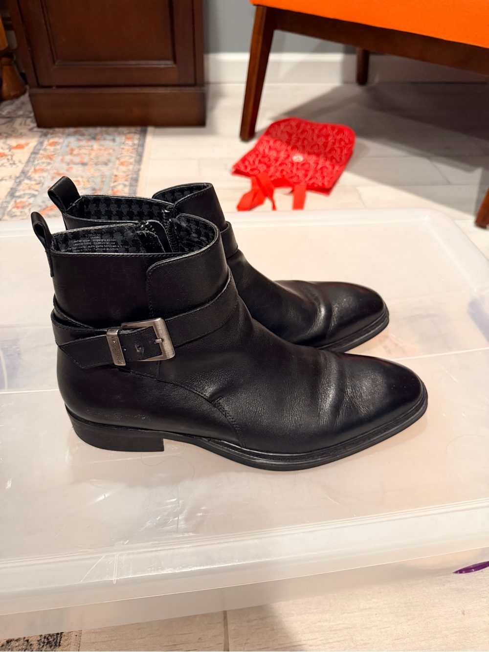 Karl Lagerfeld Black Leather Chukka Boots with Buckle